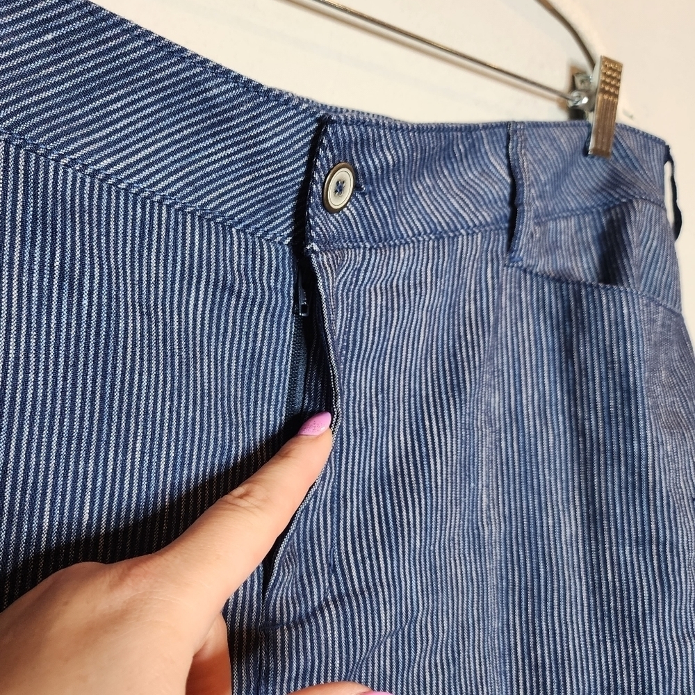 NYDJ Linen Blend Blue Stripe Pants Lift×Tuck Women's Size 16 - Picture 4 of 16